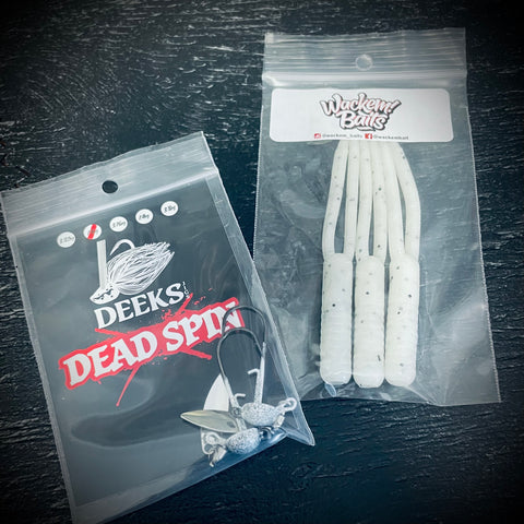 Deeks Jigs Dead Spin 1/8 oz x Wackem Baits Dubz - Combo Pack