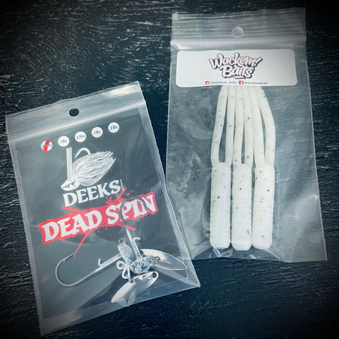 Deeks Jigs Dead Spin 3/32 oz x Wackem Baits Dubz - Combo Pack